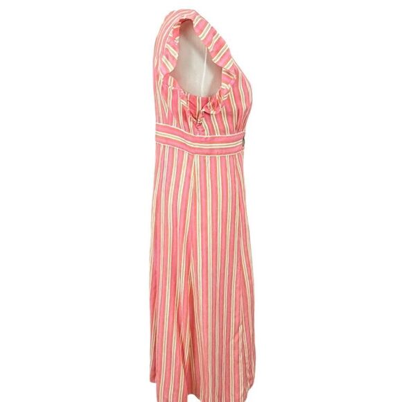 A.N.A Pink Striped Linen Blend Midi Dress S - Picture 3 of 9